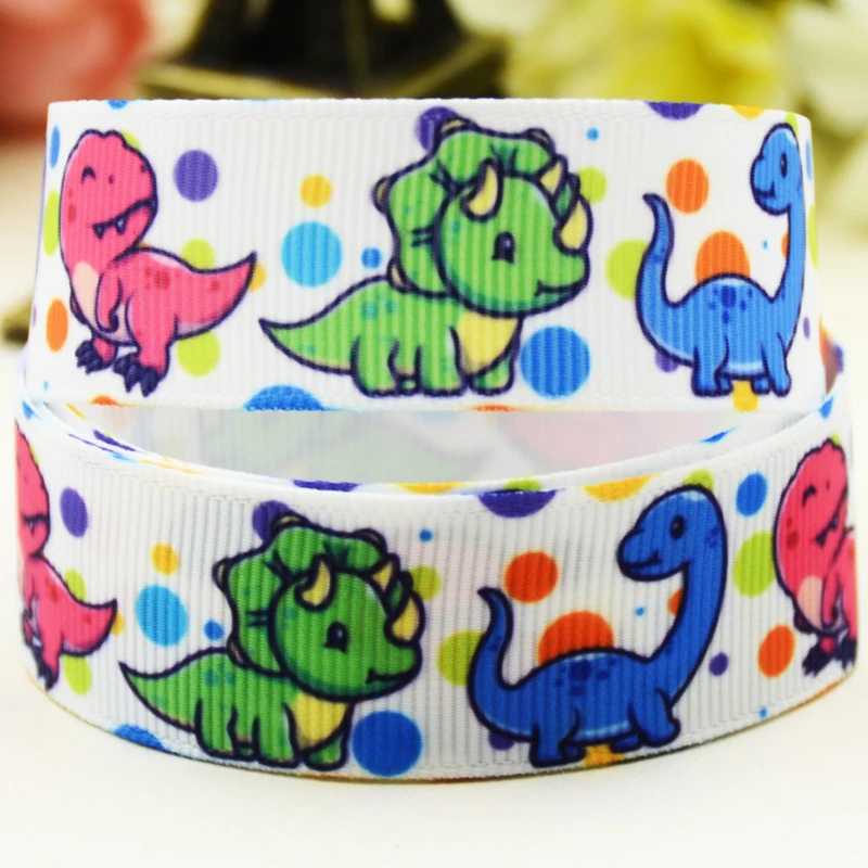 22mm 25mm 38mm 75mm Dinosaur Cartoon printed Grosgrain Ribbon party decoration 10 Yards satin ribbons