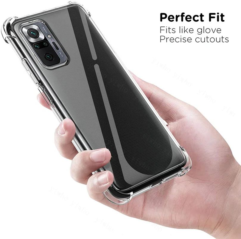 Clear Case for Xiaomi Redmi Note10 Pro Silicone Soft Cover Redmi Note 10Pro Max 10S Case Anti-Shock Phone Case on Note10/10Pro