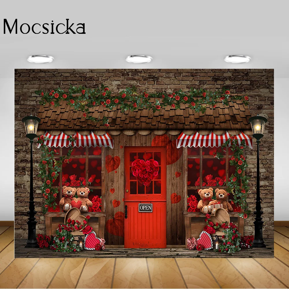 ロマンチックな結婚式の肖像画の背景,バレンタインデーの背景,赤いバラ,レンガの壁,花,クマ,写真,フォトコール