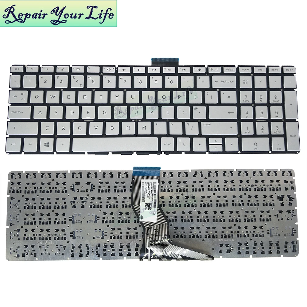 

UK GB laptops keyboard for HP 15-BS 15-bs000 15-bs033ns 15-bs100 15-bs500 15-bw 250 255 G6 pc silver replacement keyboards new