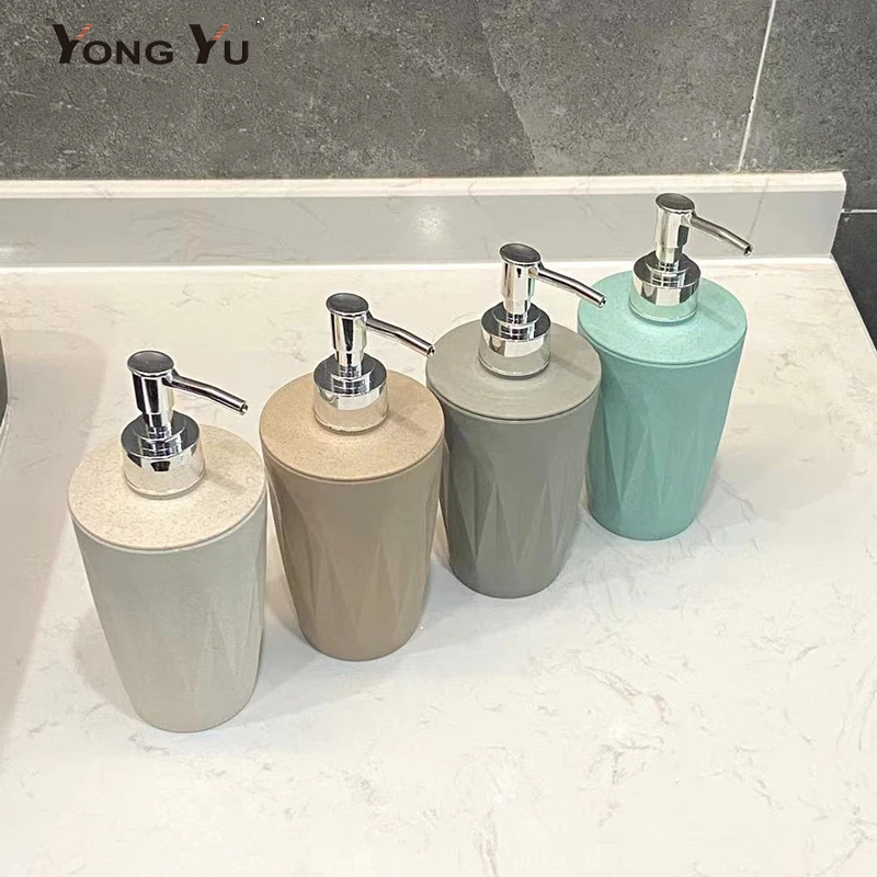 370ml Wheat Straw Liquid Soap Dispensers Bathroom Emulsion Dispensing Bottle Presser Soap Dispensers