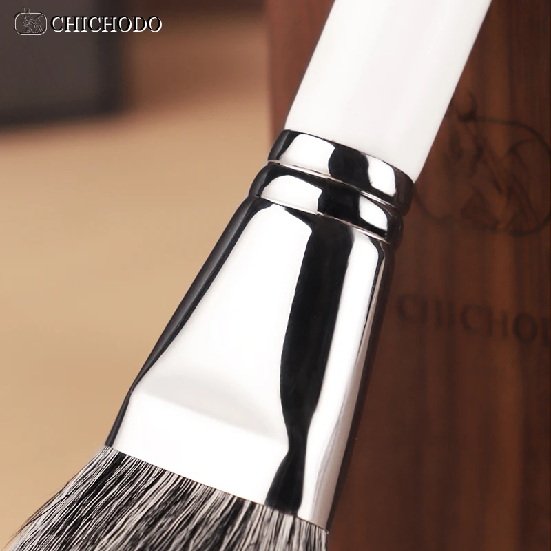 CHICHODO Makeup Brush-Luxurious Pure White 10 Brushes set-High Level Fox&Goat&Synthetic Hair Professional Beauty Pen-Makeup Tool