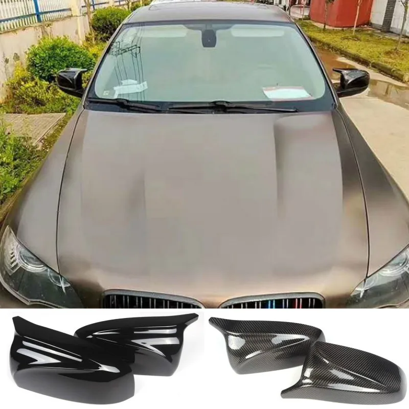 A Pair  Carbon Fiber/ABS Mirror Cover X5 X6 Car Side Rearview Mirror Cap Cover Replacement For BMW X5 X6 E70 E71 2007-2013