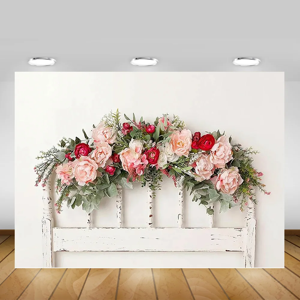 

Floral Brick Wall Photography Backdrop for Photo Shoot Wedding Bridal Shower Photo Background Rose Newborn Portrait Photoshoot