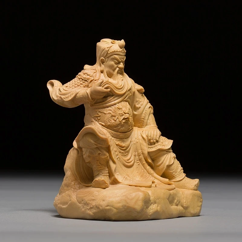 Boxwood 7cm 10cm Guanyu Sculpture Historical Figure Collection The Three Kingdoms Guangong Home Decor