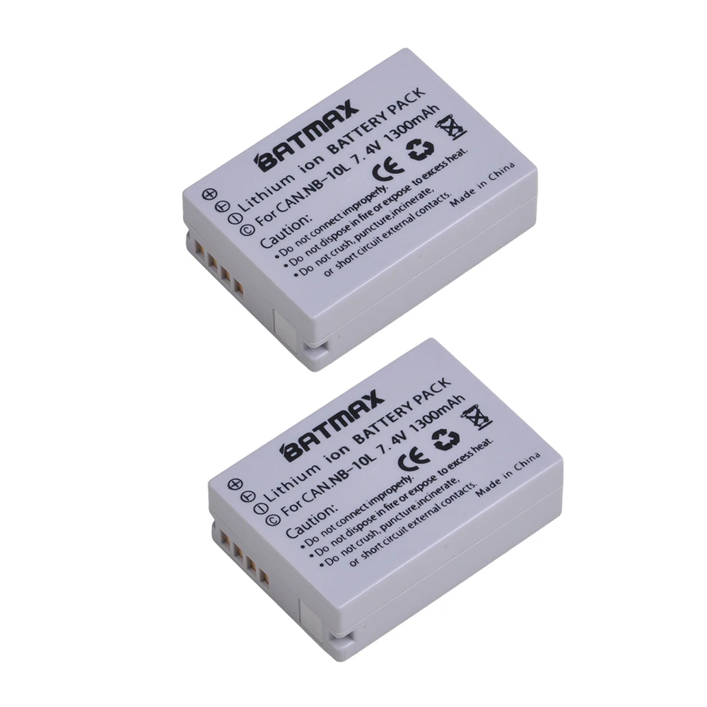 Batmax 2Pcs NB-10L NB10L Camera Battery for CANON PowerShot SX40 HS SX40HS SX50 HS SX50HS G1 X G1X G15 G16 SX60 HS G3X Camera