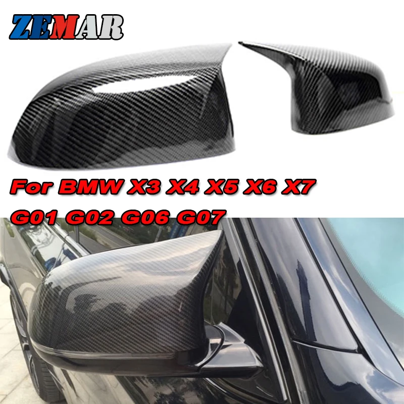 1 Pair Glossy Black/White Carbon fiber Rearview Side Mirror Covers Cap For BMW X3 G01 X4 G02 X5 G05 X6 G06 X7 G07 2018 2019 2020 