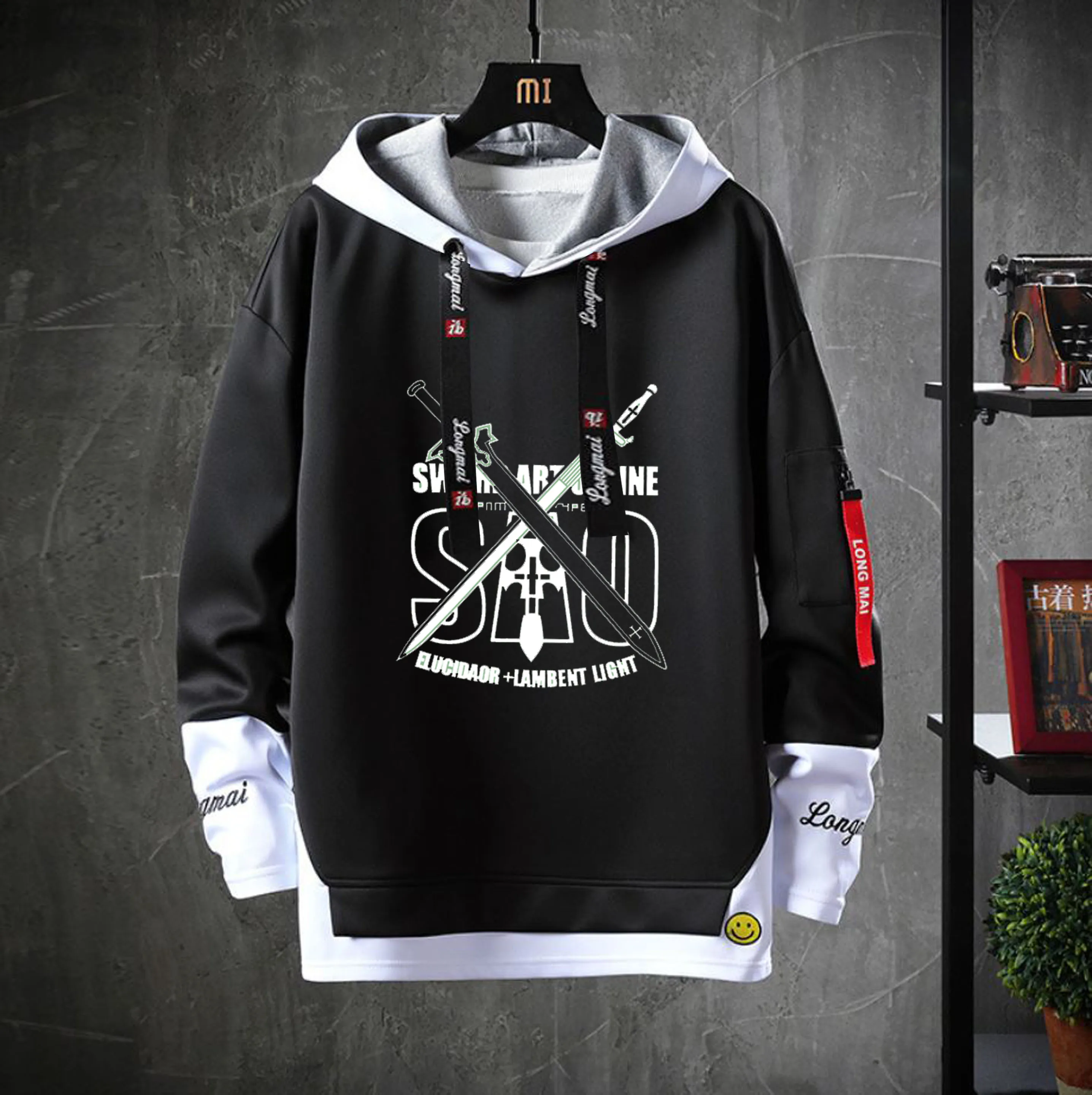 Anime Sword Art Online Hooded SAO  Costume Hoodie Unisex Casual Fake Two-Piece Sweatshirt Teenagers jacket  coat