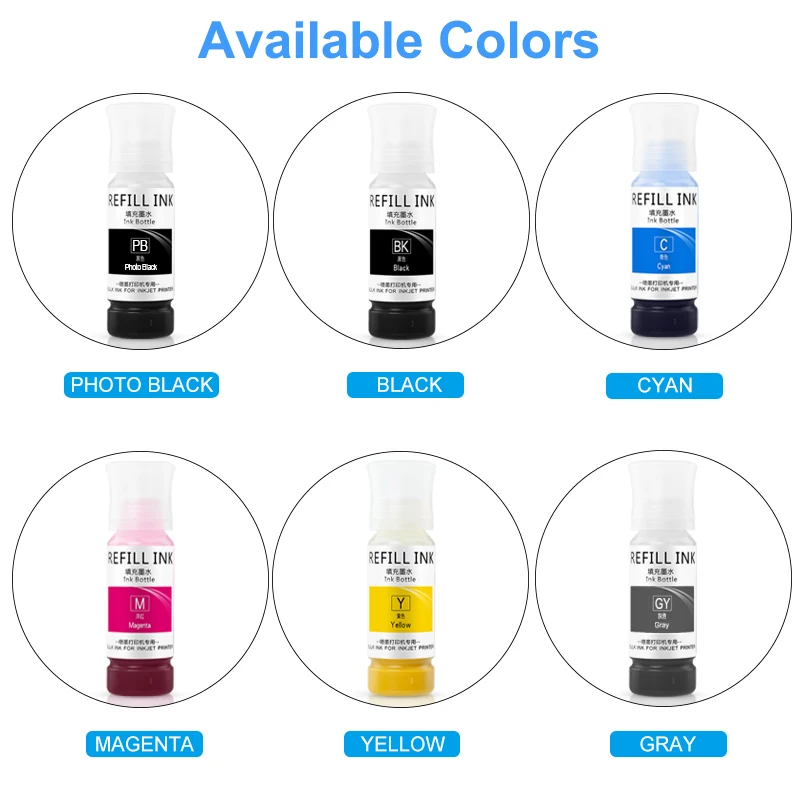 85ML Sublimation Ink For Epson 011 012 013 014 114 115 552 L8160 L8180 L8168 L8188 ET-8500 ET-8550 For T-Shirt Mug Glass