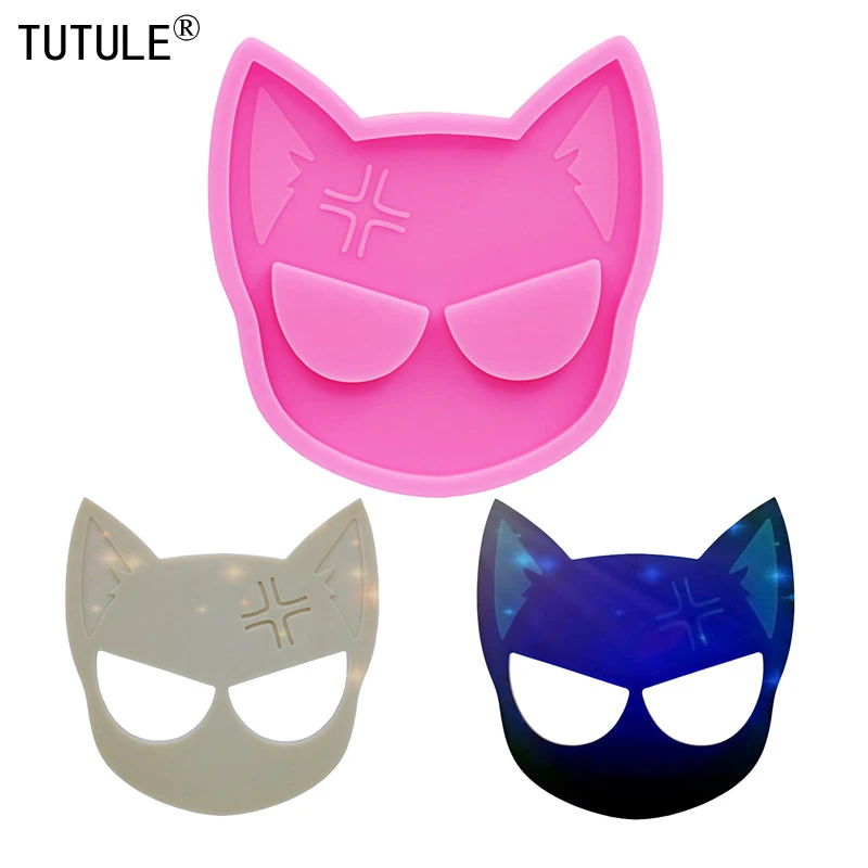 Mirror Cat silicone mold  DIY Tag Keychain decoration Mold Cat head UV Resin Polymer Clay Mold
