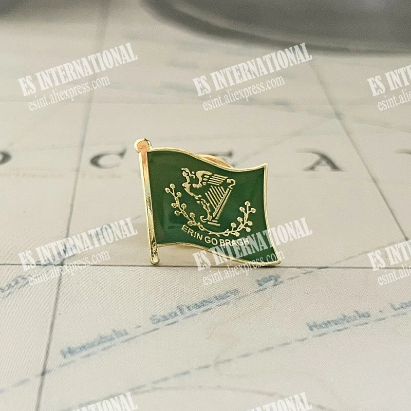 Irlandia Erin Go Bragh Flaga narodowa Kryształ Epoksyd Metal Emalia Odznaka Broszka Kolekcja Pamiątki Prezenty Szpilki do klapy Akcesoria