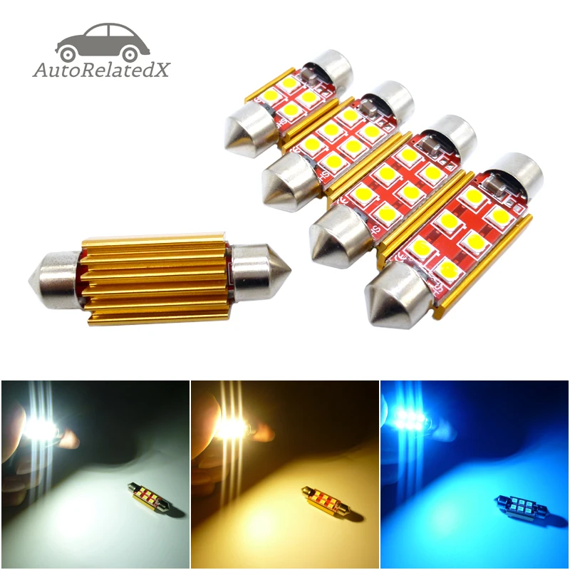 1x 31mm 36mm 39mm 41mm Led 3030 Chip C5W C10W SV8.5 Car LED Lights Auto Light License Lamp Canbus No Error No Polarity white Ice