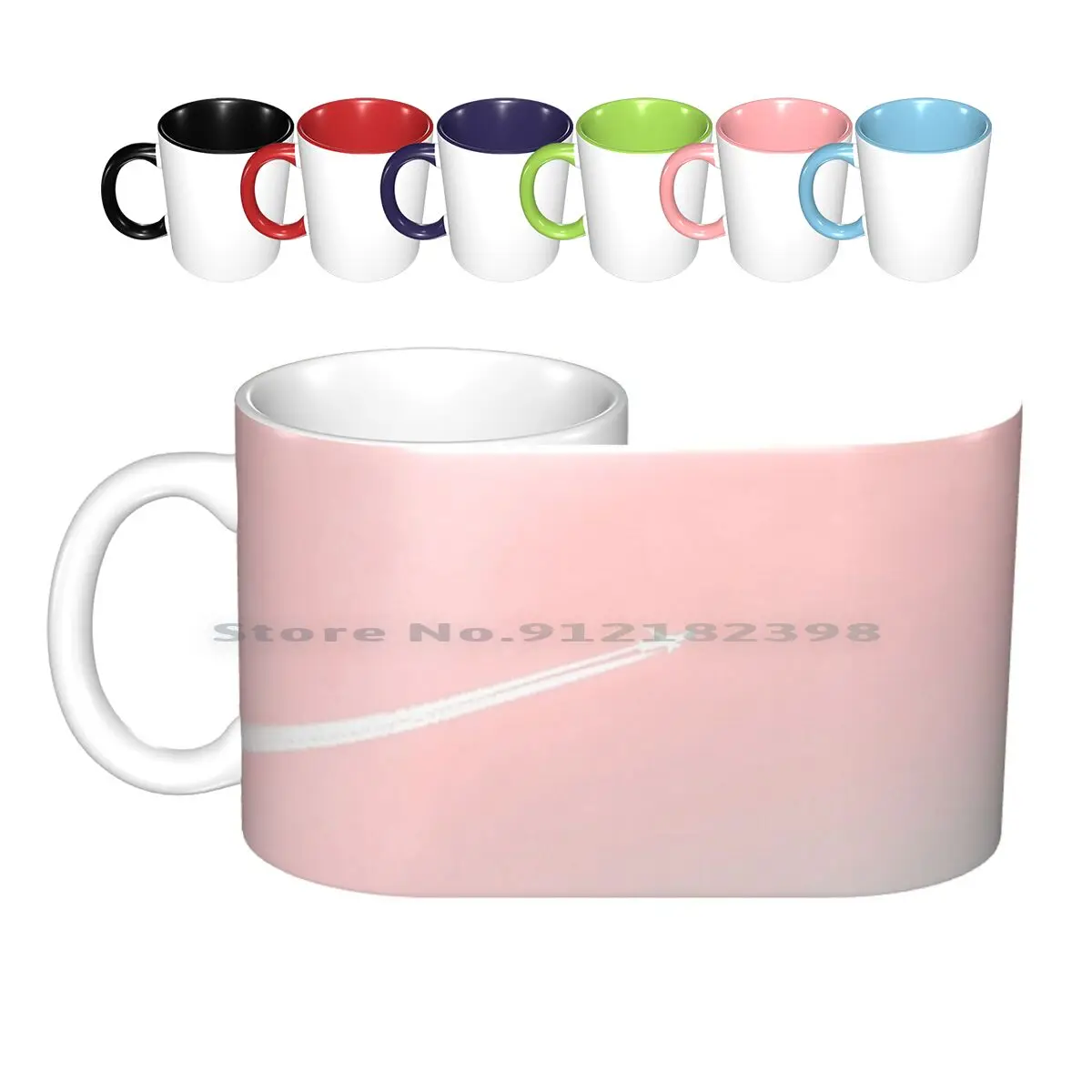 Travel Dream Ceramic Mugs Coffee Cups Milk Tea Mug Travel Airplane Skye Colours Pink Blue Traveler Dreamer Creative Trending