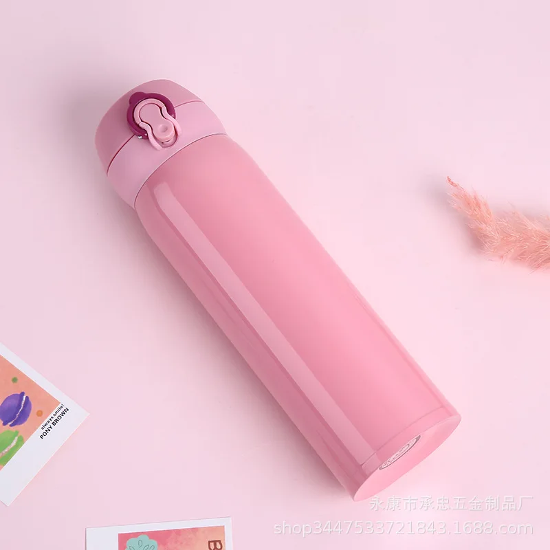 DIY Women Vacuum Water Bottles 450ML Cute Style Safety 304 Stainless Steel Girls Students Gift Drinking Coffee Cup Customized