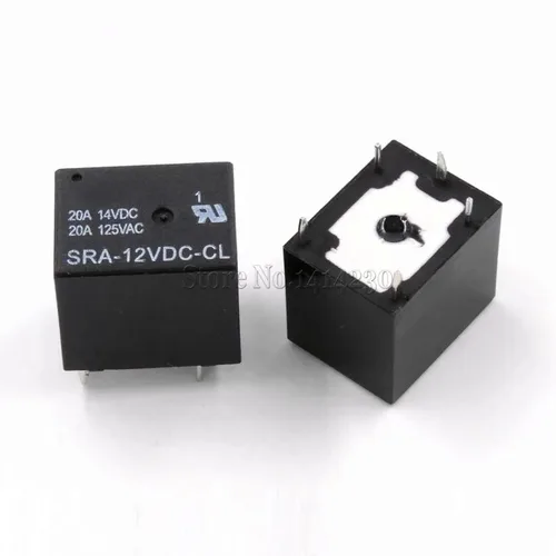 Imagen 2 del producto 10 Uds 12V 20A relé de potencia CC SRA-12VDC-CL 5 pines tipo PCB en stock relé de automóvil negro