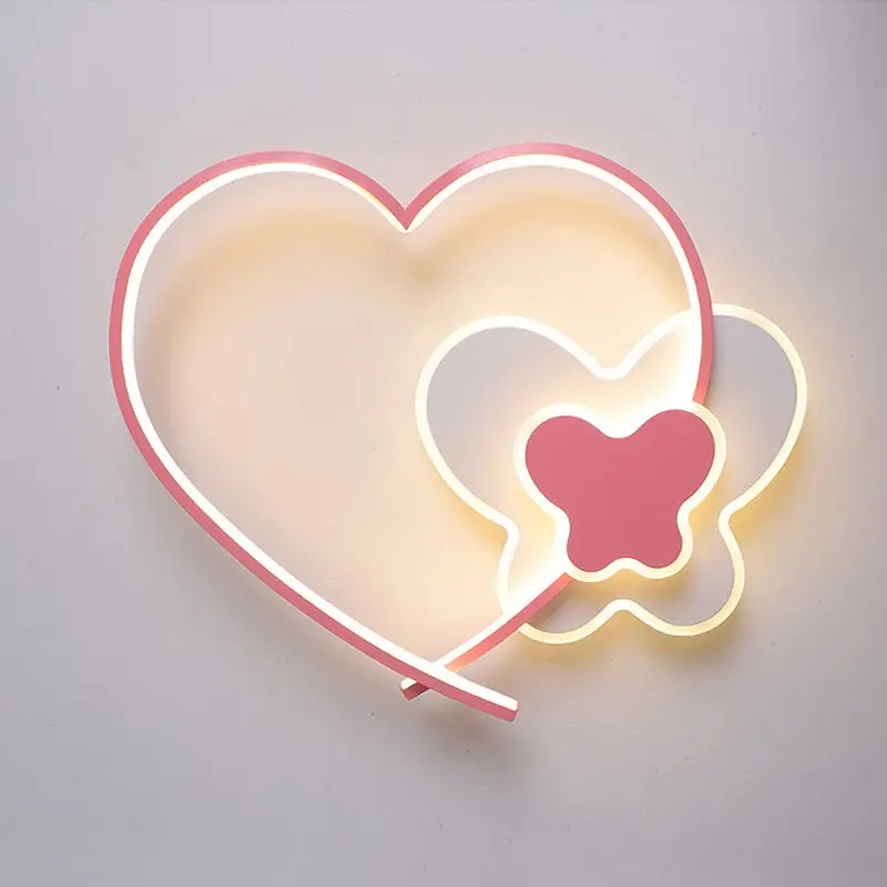 LED Iron Heart Butterfly Bedroom Ceiling Lamps Dining Room Children's Room Ceiling Lighting Fixtures