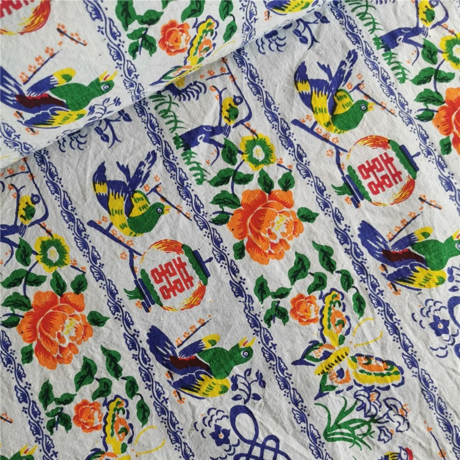 

NEW77 Китайский благоприятный узор двойная бабочка счастья 100% хлопчатобумажная ткань Homespun грубая ткань ручная работа одежда с принтом