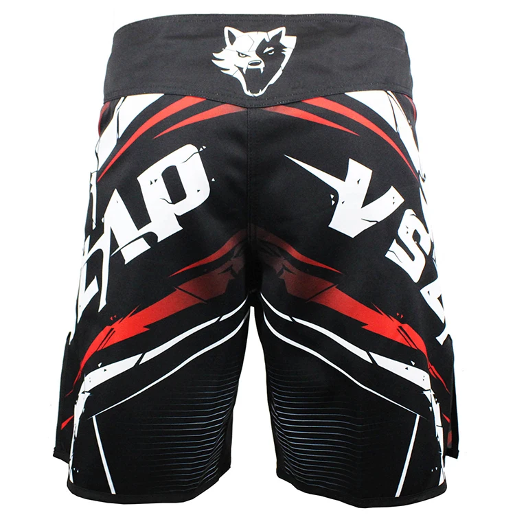 VSZAP-Men's Polyester Boxing Shorts, Printing MMA Shorts, Fight Grappling Short, Muay Thai Gel