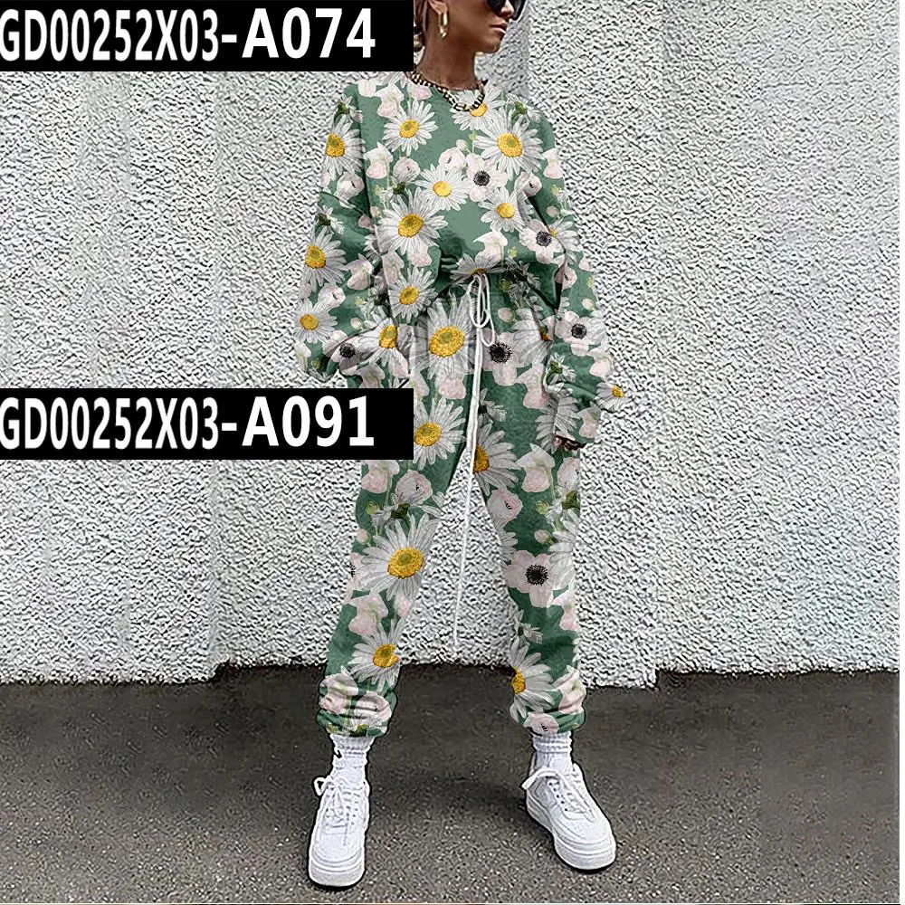 

Frdun Women New Fashion Two Piece Set Suit Outfits Floral Print Casual Sport Suit Winter Woman Set Autumn Women Tracksuit Lady