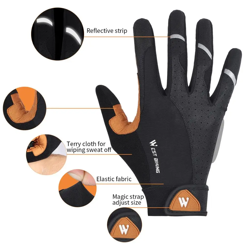 WEST BIKING Cycling Gloves Non-slip Breathable Bike Half Finger Sports Gloves Men Women Outdoor MTB Bicycle Motorcycle Gloves