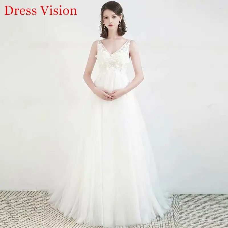 

Vestido De Noiva Lace Applique V-Neck Sleeveless Wedding Dress Robe De Soiree Bride To Be атласное платье Robe De Mariée Lace-Up