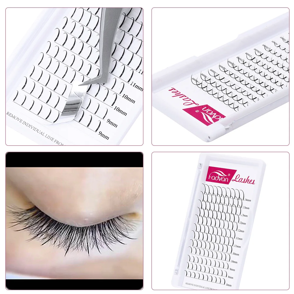 Fadvan Spikes Lashes Individual Wispy A Shape Premade Fans Eyelash Extension Self-Grafting Makeup False Eyelashes Mixed 15-20mm