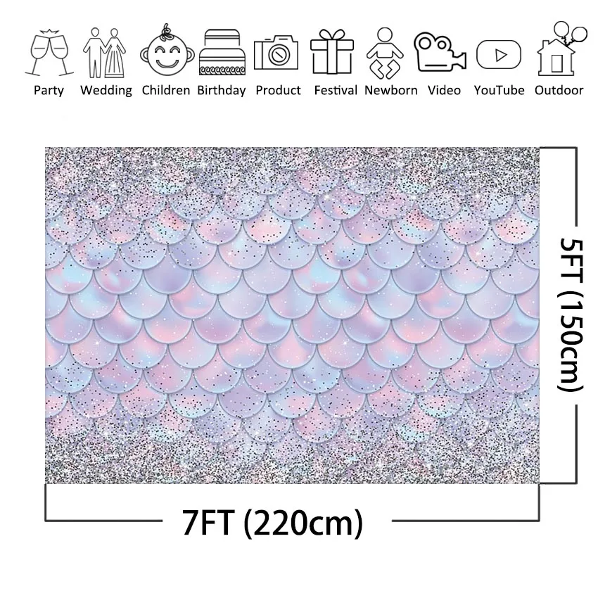 ليتل حورية البحر موضوع التصوير خلفية ، جداول بريق ، راية عيد ميلاد ، صور استوديو خلفية ، الوليد فتاة ، استحمام الطفل ديكور