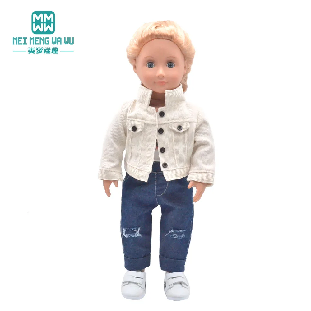 Clothes for Doll Fit 45 cm American Doll Accessories Fashion Denim Shorts Woolen Coat Jacket Dress Gift