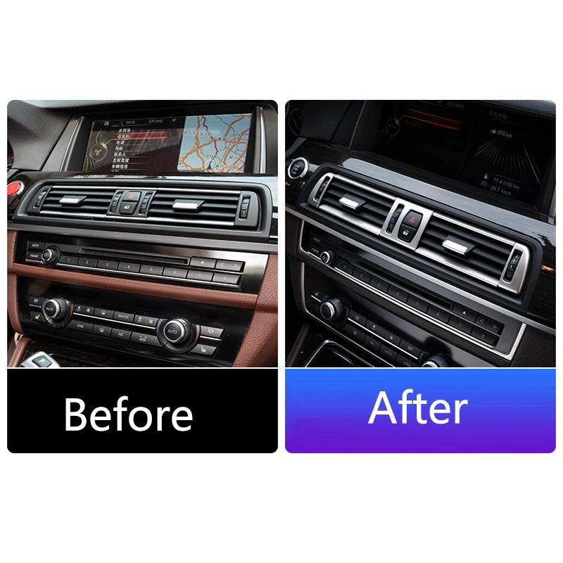 Car Styling Console Multimedia AC CD Panel Decoration Frame Cover Trim Strip Sticker For BMW 5 Series F10 Interior Accessories