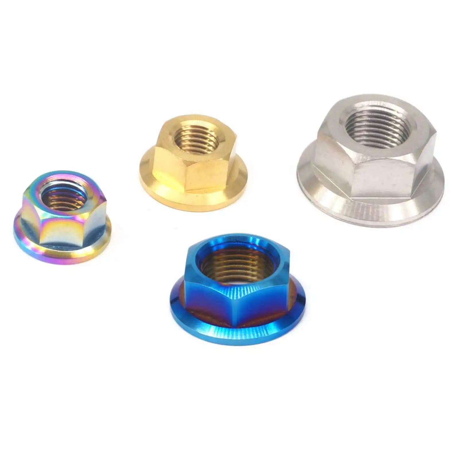 

M5x0.8 M6x1 M8x1.25 M10x1 M12x1.5 M14x1 M16x1.5 M18x1.5 GR5 Titanium Alloy Hex Screw Nuts With Flange For Bicycle Motorbike