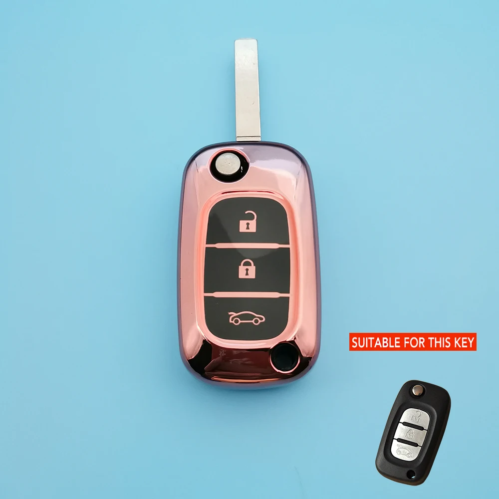 3 Button Flip Key Bag TPU Remote Control Keychain Car Key Cover Case For LADA Sedan Largus Kalina Granta / Vesta  Accessories