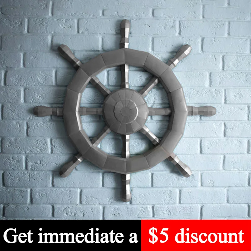 70CM Pirate Ship Wheel Rudder Wall Decor Paper Model Home Art Decoration,3D Papercraft,DIY Handmade Adult Craft Toy RTY249