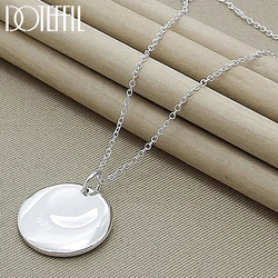 DOTEFFIL 925 Sterling Silver Bump Round Pendant Necklace 18 Inch Chain For Women Wedding Engagement Party Fashion Charm Jewelry