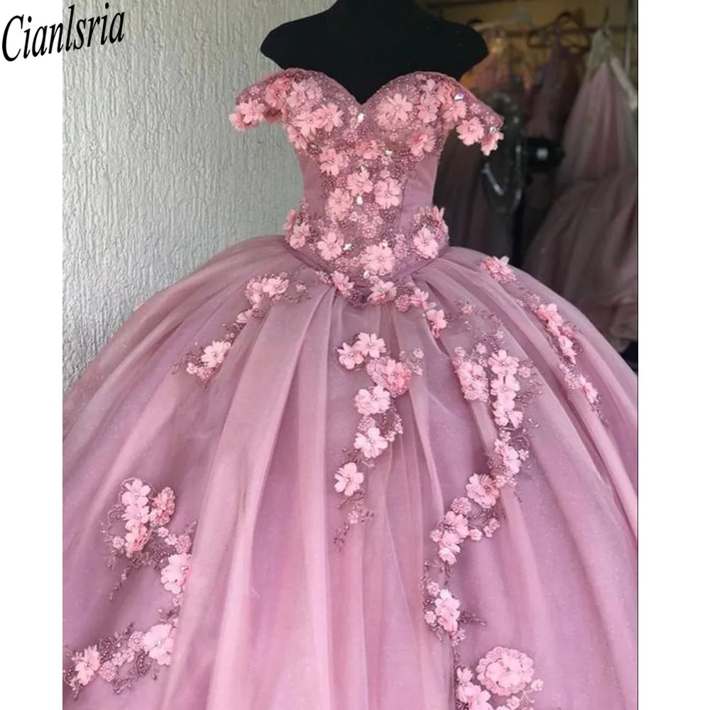 Vestidos de quinceañera para fiesta, vestido de baile de graduación con encaje bordado sin hombros, 5 colores, talla grande, 2021