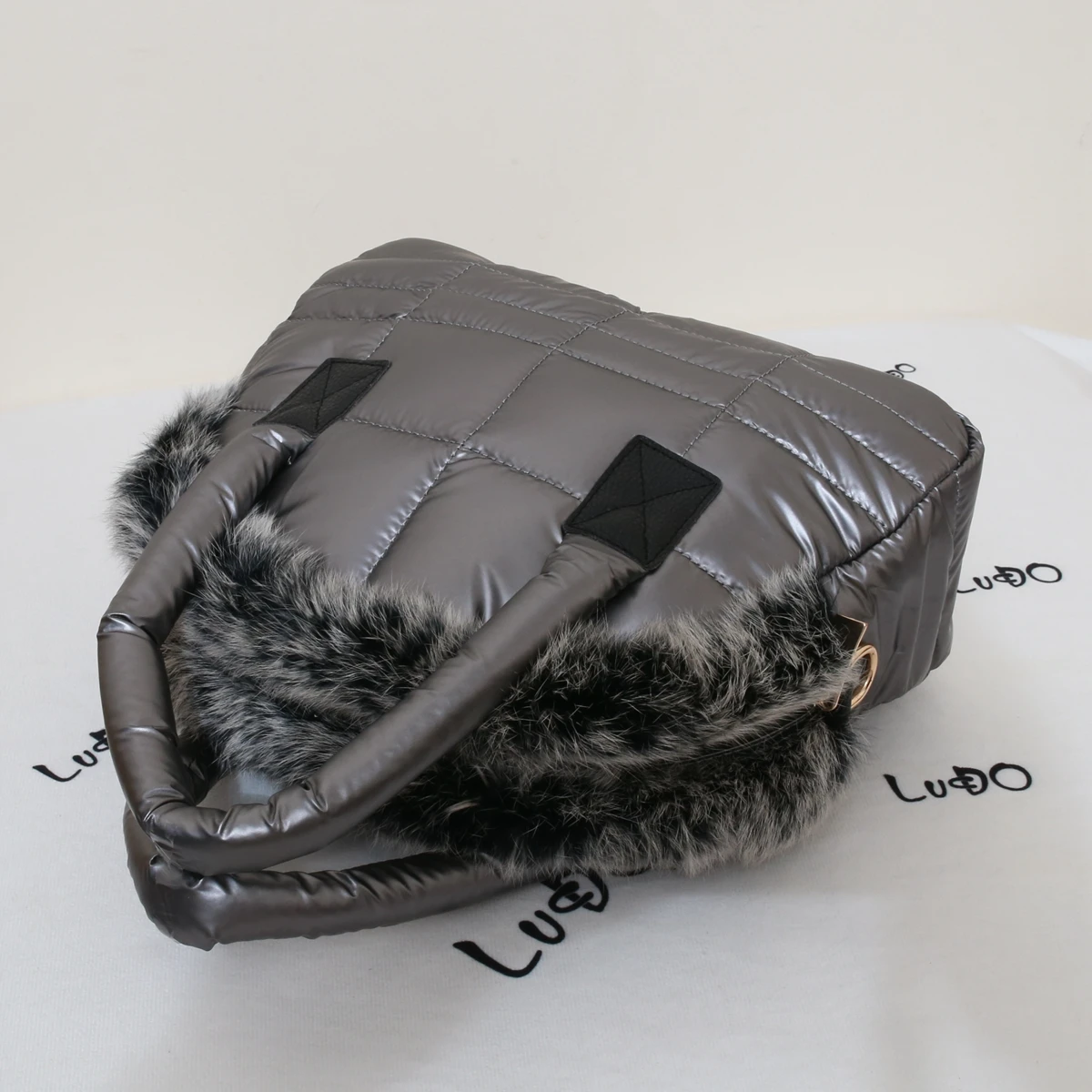 Sac à main en fourrure de lapin pour femme, sac à bandoulière initié, sac à main en coton Shell, espace chaud, marque de créateur, luxe, dames, hiver, nouveau