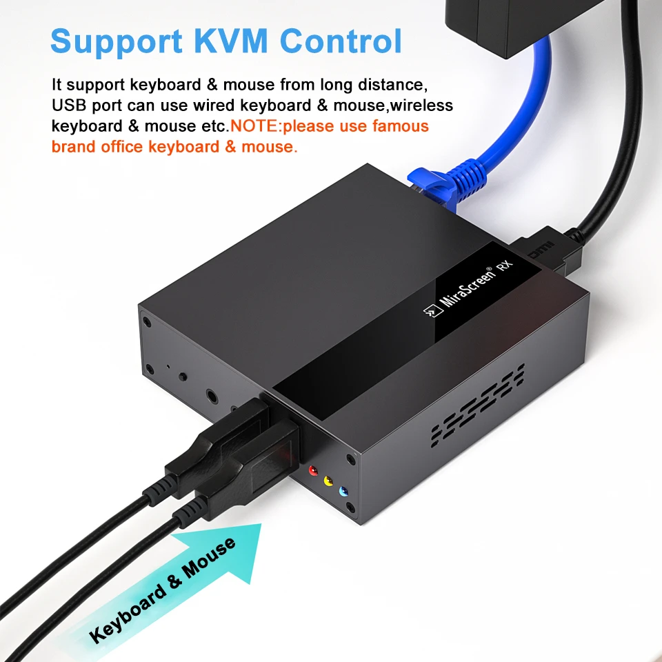 2023 Navceker HDMI KVM Extender Over IP RJ45 Ethernet Network KVM Extender USB HDMI 250M Over UTP/STP KVM Extender CAT5 CAT6