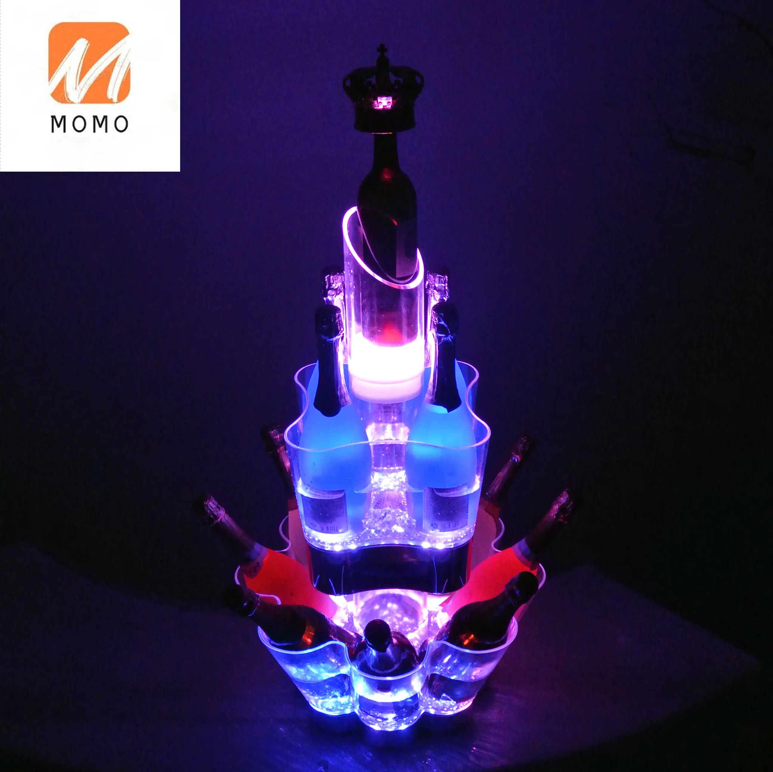 LED Unique Standing Wine Cooler Rack Ice Bucket Double Wall Ice Bucket