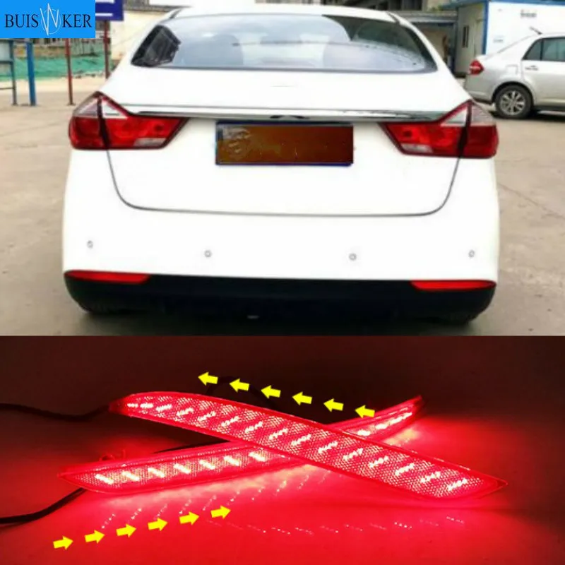 

2PCS Car Red Len Led Rear Bumper Reflector For Kia K3 Cerato Forte 2016-2018 LED Brake Light Tail Fog Lamp