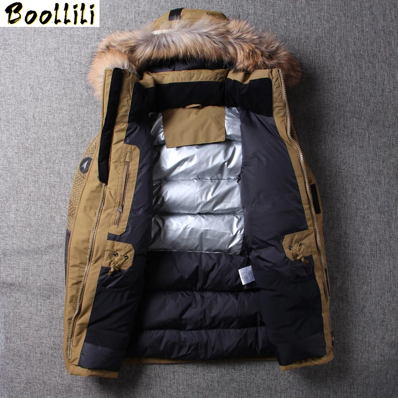 Winter Boolili 2023 Thick Warm Down Jacket Casual Long White Duck Down Coats with Hooded Natural Raccoon -35 Degree Outwear