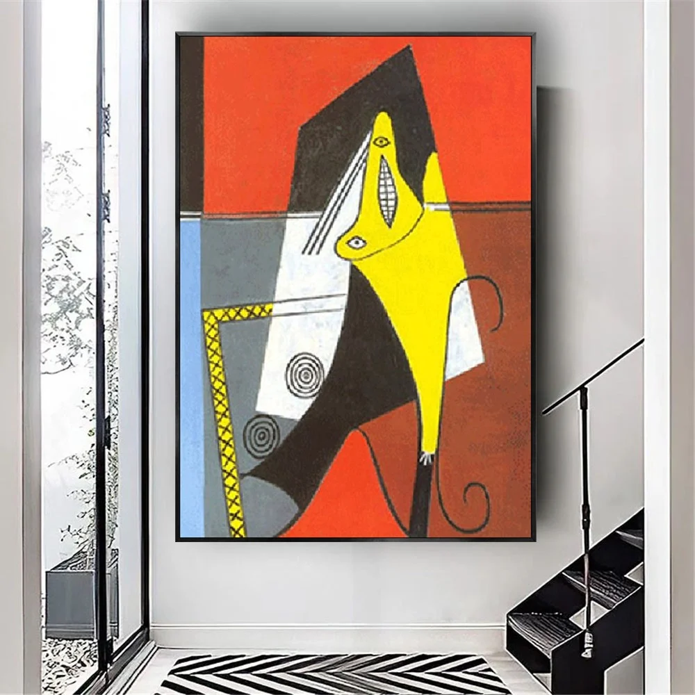 

Hand Painted Abstract Oil Painting On Canvas Red And Yellow Contrasting Colors Canvas Painting Home Decor Picasso Works Wall Art