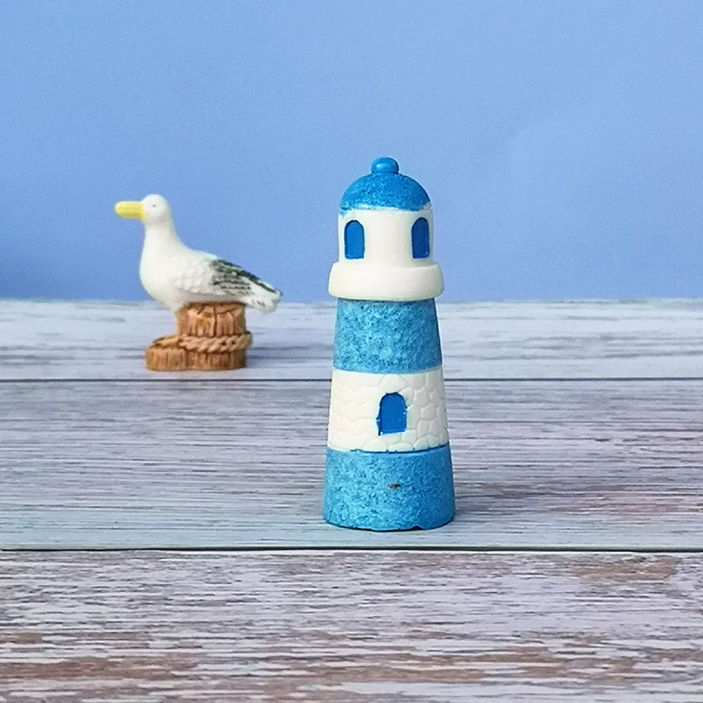 Lighthouse Seagull Miniature Fairy Garden Ornament DIY Glass Decor Small Stuff Figurine Statue Model Resin Craft Home Decoration