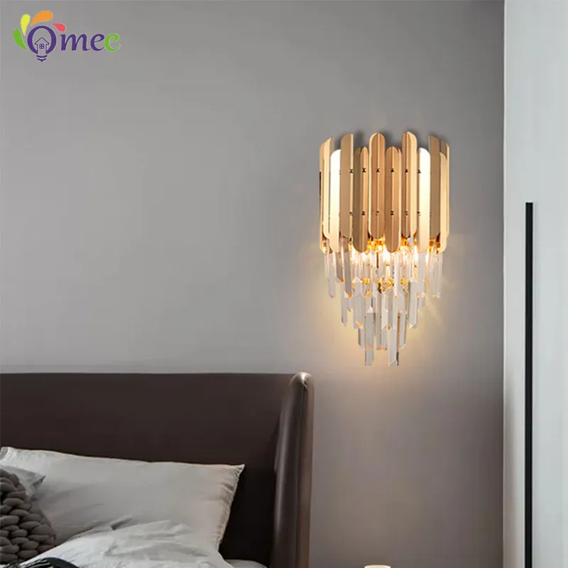 Kristall Goldene Indoor Dekorative Moderne LED Wand Lampen Für Schlafzimmer Nacht Wohnzimmer Studie Zimmer Korridor Gang Hause Lichter Beleuchtung