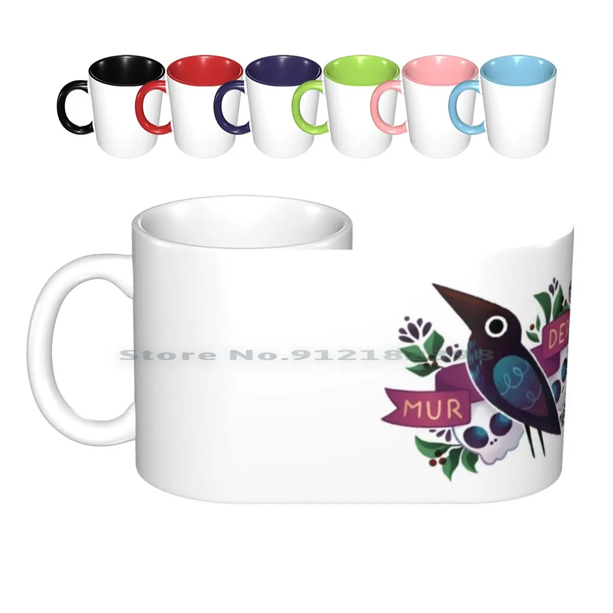 Murder Crow Ceramic Mugs Coffee Cups Milk Tea Mug Bird Rude Bird Birb Crow Murder Murder Crow Creative Trending Vintage Gift