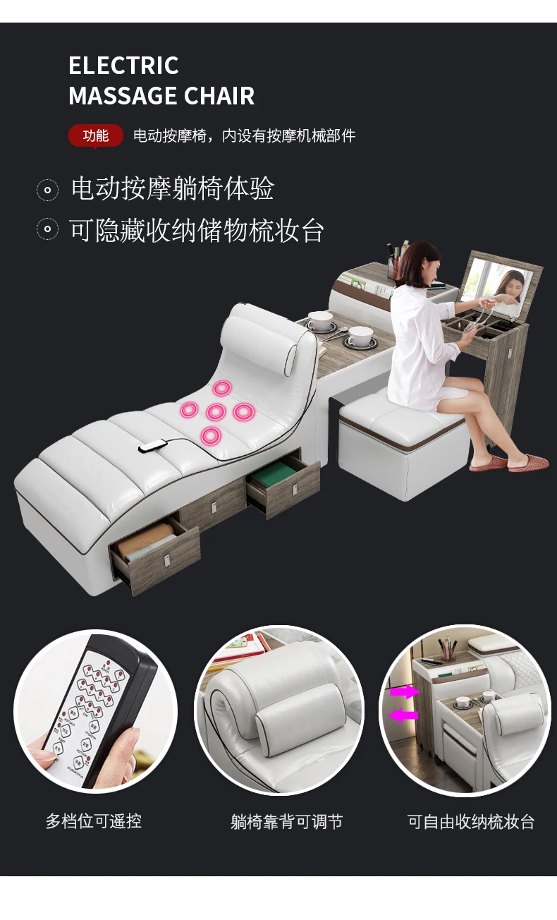 Linlamlim Tech Smart Bed Ultieme Camas-Multifunctioneel Massagebed Met Dressoir, Kruk, Lades, Opbergruimte En Boekenkast