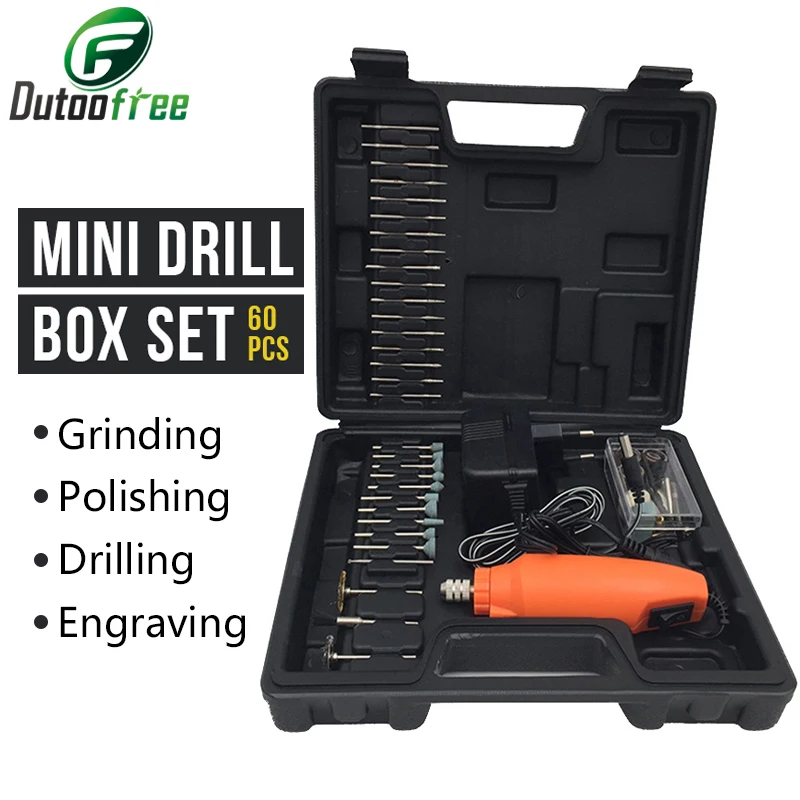 60PCS/Box Mini Electric Grinder Drill Grinding Machine Rotary Tool Accessories Set  For Jewelry Electric Carving Tool 12000r/min