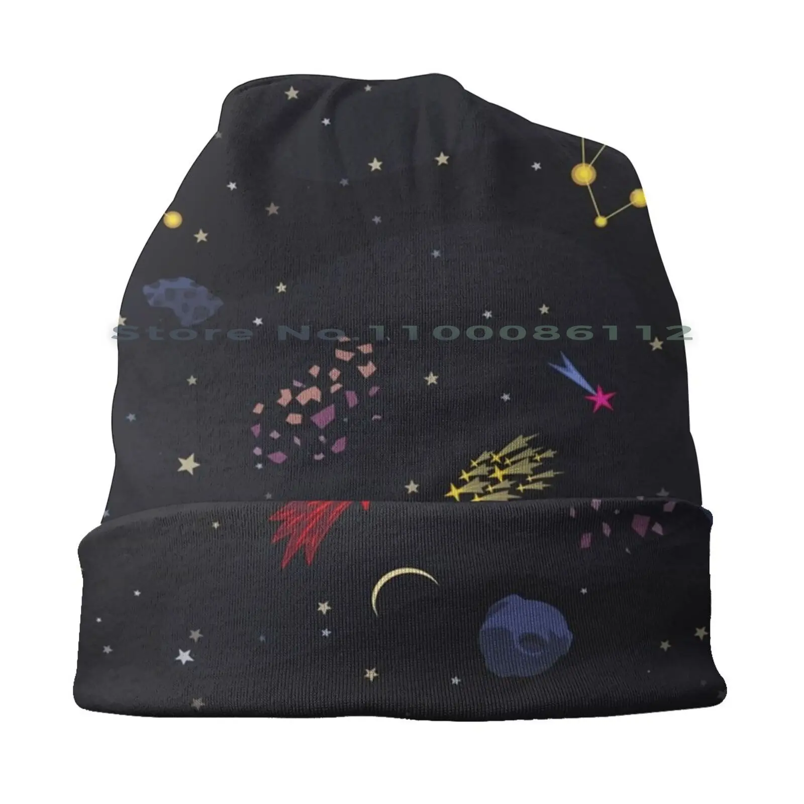 Night Galaxy Beanies Knit Hat Night Galaxy Space Universe Moon Stars Commit Planets Nebulae Night Sky Brimless Knitted Hat