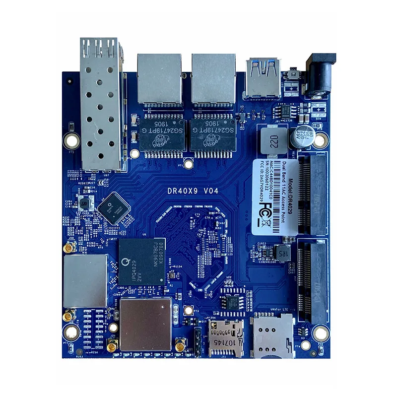 Placa de roteador de nível industrial, módulo sem fio, Gigabit Ethernet, 802.11AC, 2X2, 2.4G, 5G, suporte HTTPS, IPQ4029, IPQ4019, DR4029