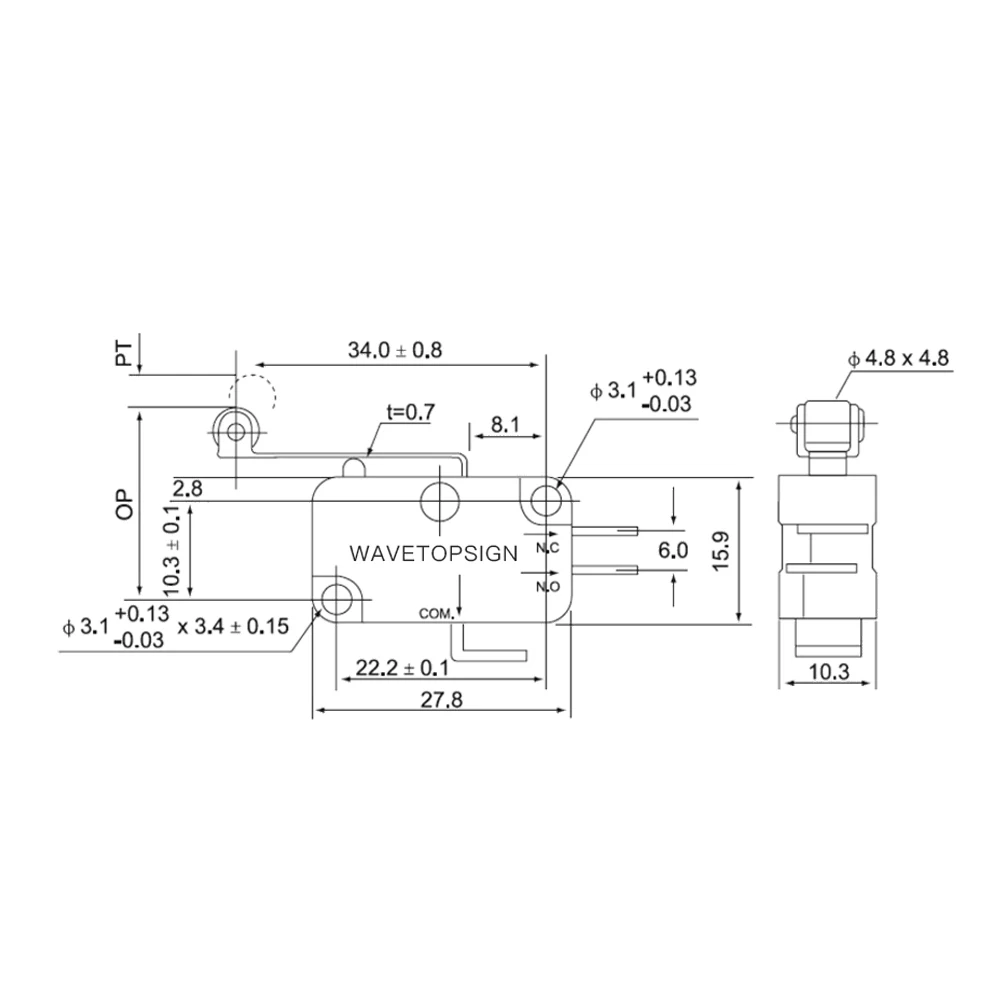Small Limit Switch CMV103D UE220V 0.3A Momentary Micro Limit With Long Handle Open Limit Sensor for CO2 Laser Cutting machine