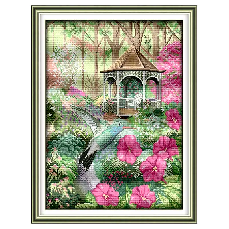 Hummingbird and Gazebo Counted Cross Stitch 11CT 14CT Cross Stitch Sets DIY Chinese DMC Cross-stitch Kits Embroidery Needlework