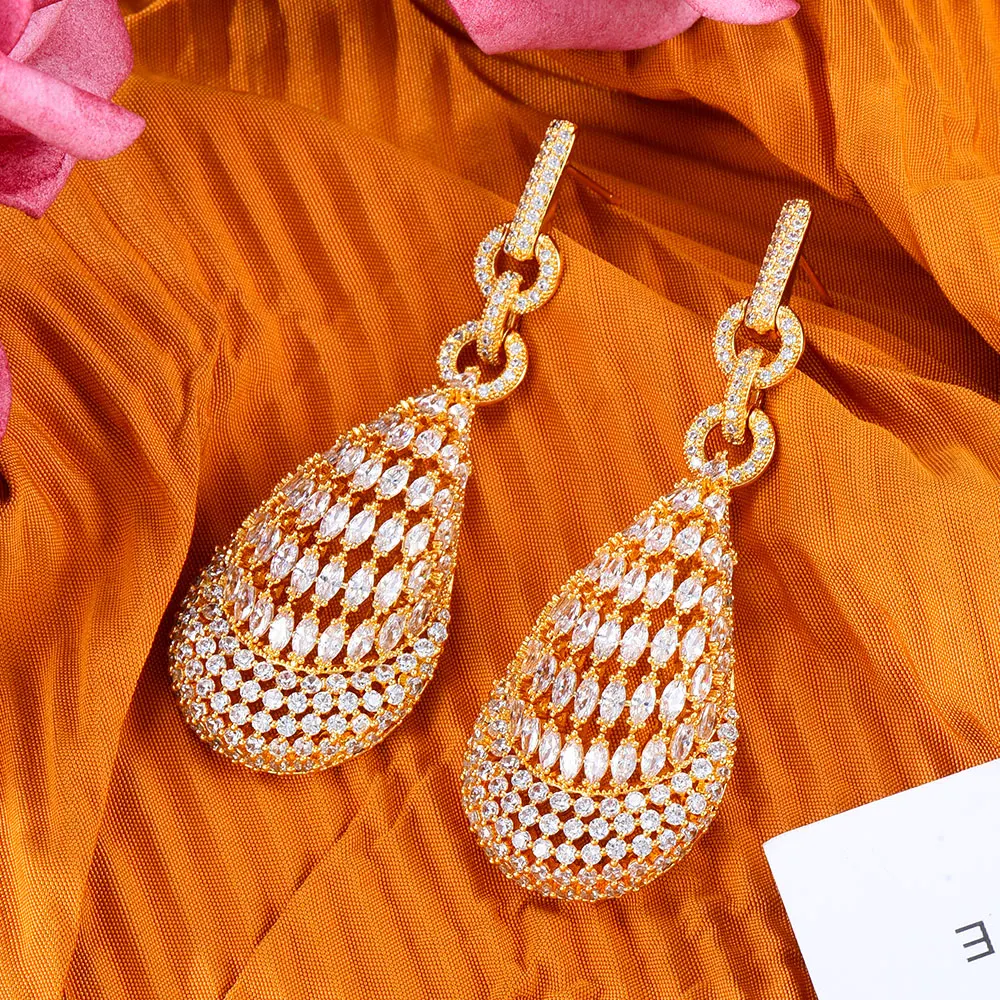 

GODKI MIAMI PUNK LINK Dangle Earrings For Women Wedding Cubic Zirconia CZ DUBAI Bridal Earring Jewelry Accessories 2022